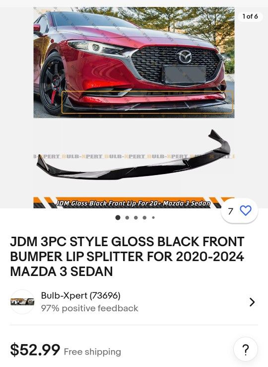 2020-2024 Mazda 3 Bumper Lip Splitter 