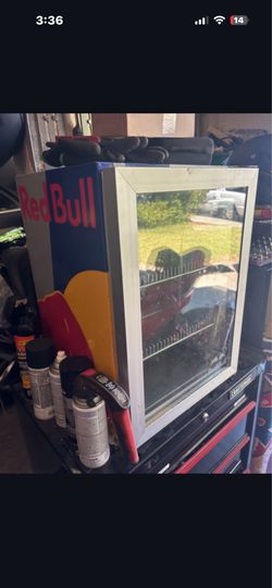Red Bull Mini Fridge (LED + Lock) – Excellent Condition