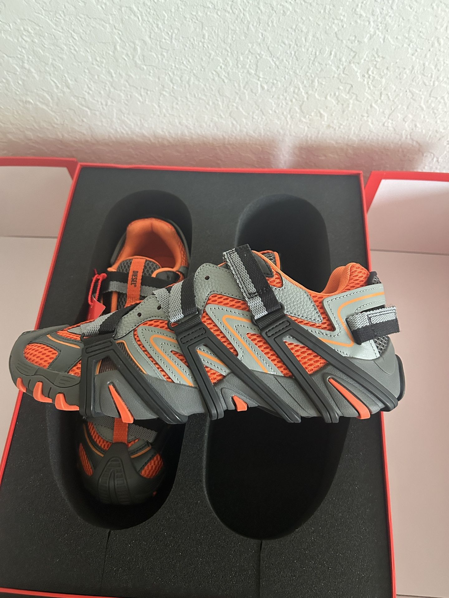 Diesel S-Prototype-CR Mens Orange Synthetic Lifestyle Sneakers Shoes