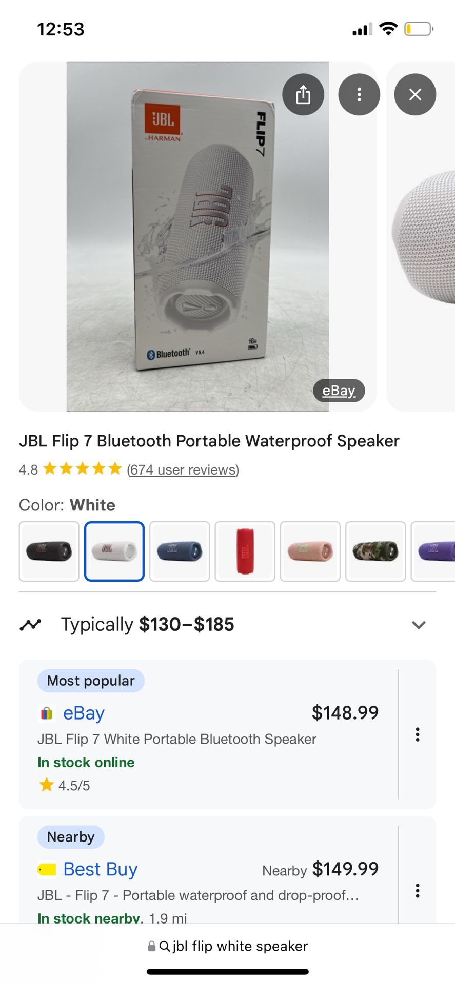 JBL Flip 7 Speaker (white)