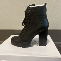Steve Madden HANI Ankle Combat Lace-up Platform Heel Boots Black Size 10 NEW