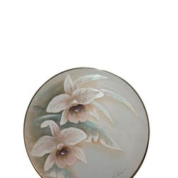1980s Art Deco Revival Hollywood Regency Round Floral Oil Painting, Framed