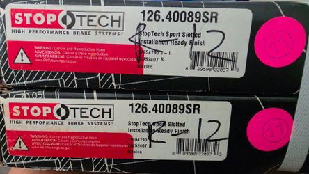 (2) Rear RIGHT Stoptech Sport Slotted Rotor- 2016 Honda Civic