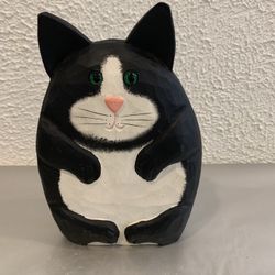 Folk  art vintage James Haddon hand crafted, hand painted wooded Siamese cat figurine, statue 8” tall tall , 6” wide , if you see it here, it is ava