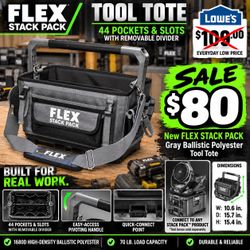 $80 New FLEX STACK PACK Gray Ballistic polyester Tool tote
