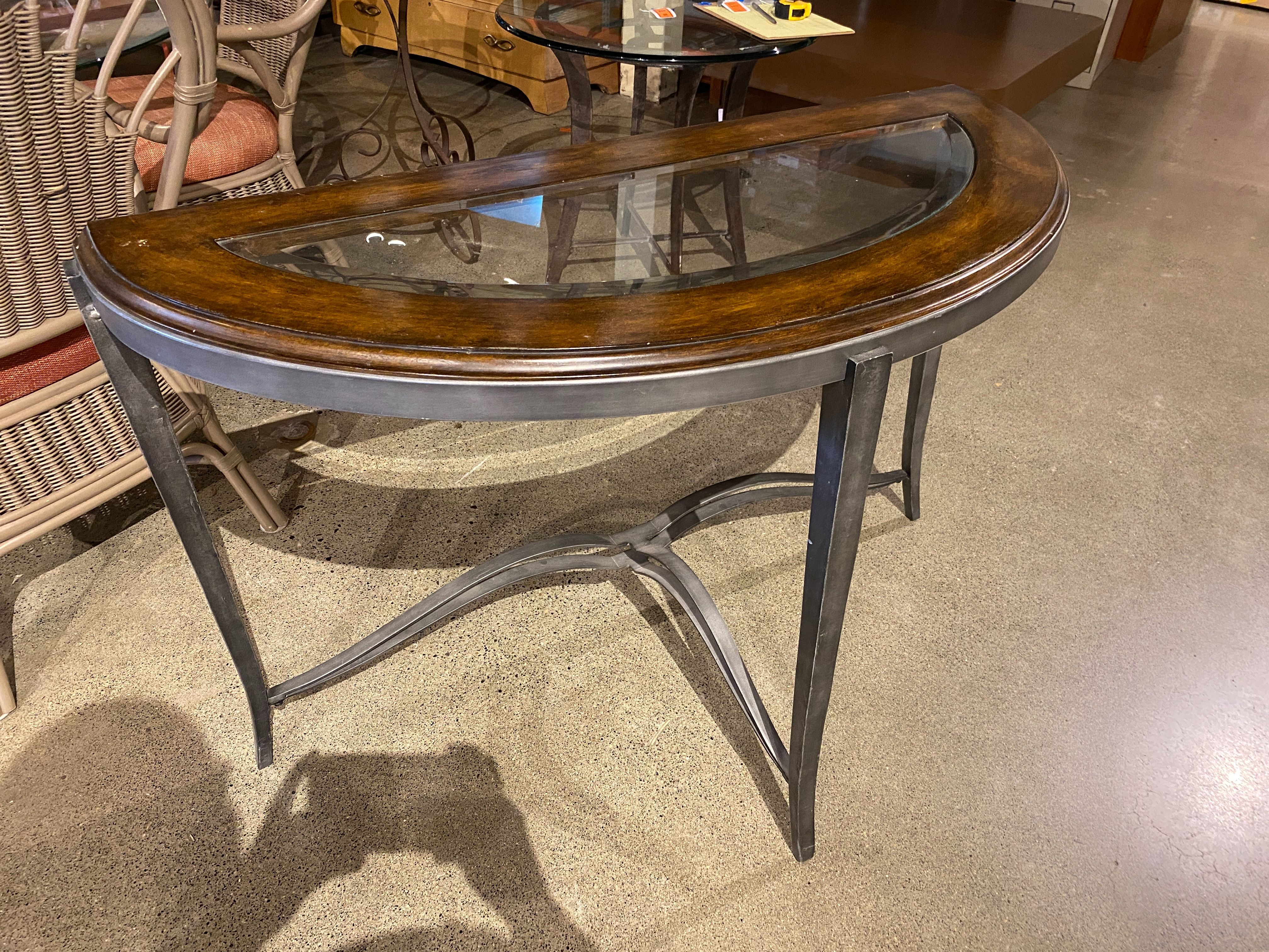 Semi Circle Glass Console Table
