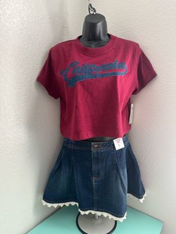 Set of T-Shirt & denim skirt-both size Large, new with tags