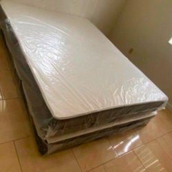 New Full Size Mattress With Box Spring Set // COLCHON Matrimonial Nuevo 