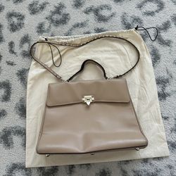 Valentino Garavani Rockstud Flap Satchel Poudre Bag Large with top handle