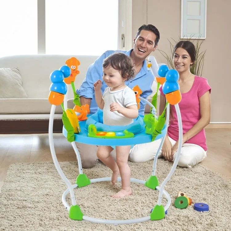 Baby Bouncer Underwater World Rotating Seat Themed Jumper Developmental Toy Blue