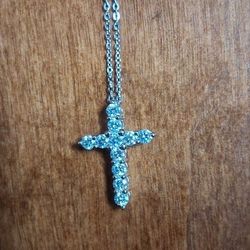 Adjustable 925 Sterling Silver Necklace With Moisanite Cross