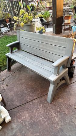 Gray Plastic Outdoor Garden Bench