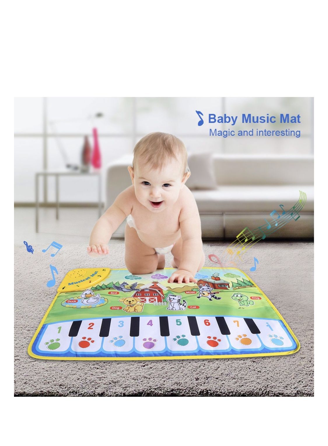 WALFRONT Baby Musical Mat Kids Piano Car