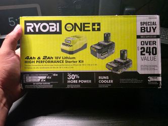 Ryobi ONE+ 18V Lithium-Ion Starter Kit with (1) 2.0 Ah Battery, (1) 4.0 Ah Battery, and Charger