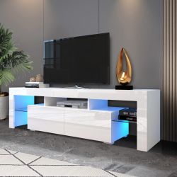 63 Inch Led High Glossy White Tv Stand 