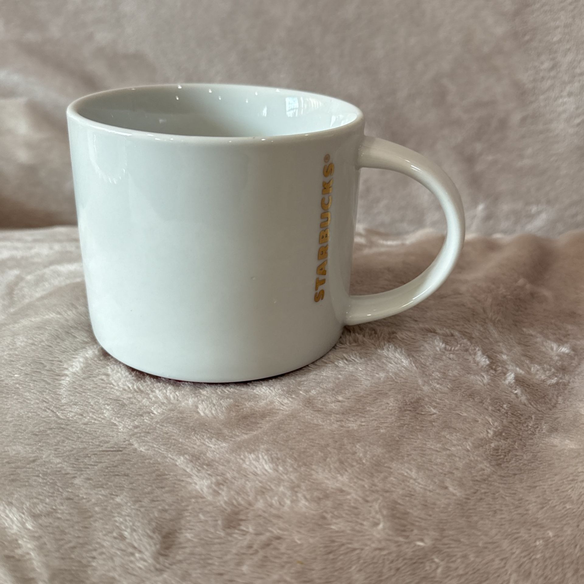 Starbucks 2012 Coffee  / Tea Mug Cup 16 oz / 473 ml Porcelain White w/ Gold Writing