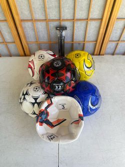 6 Brand New Size 3 Euro 32 panel Soccer Balls W/ Pump