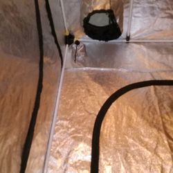 Grow Tent 8ft By 8ft By 7ft Tall.  10inch Ducking Ports Four On Ceiling And Four On Bottom Corners Also Has Velcro Removable Patches For Vents.  
