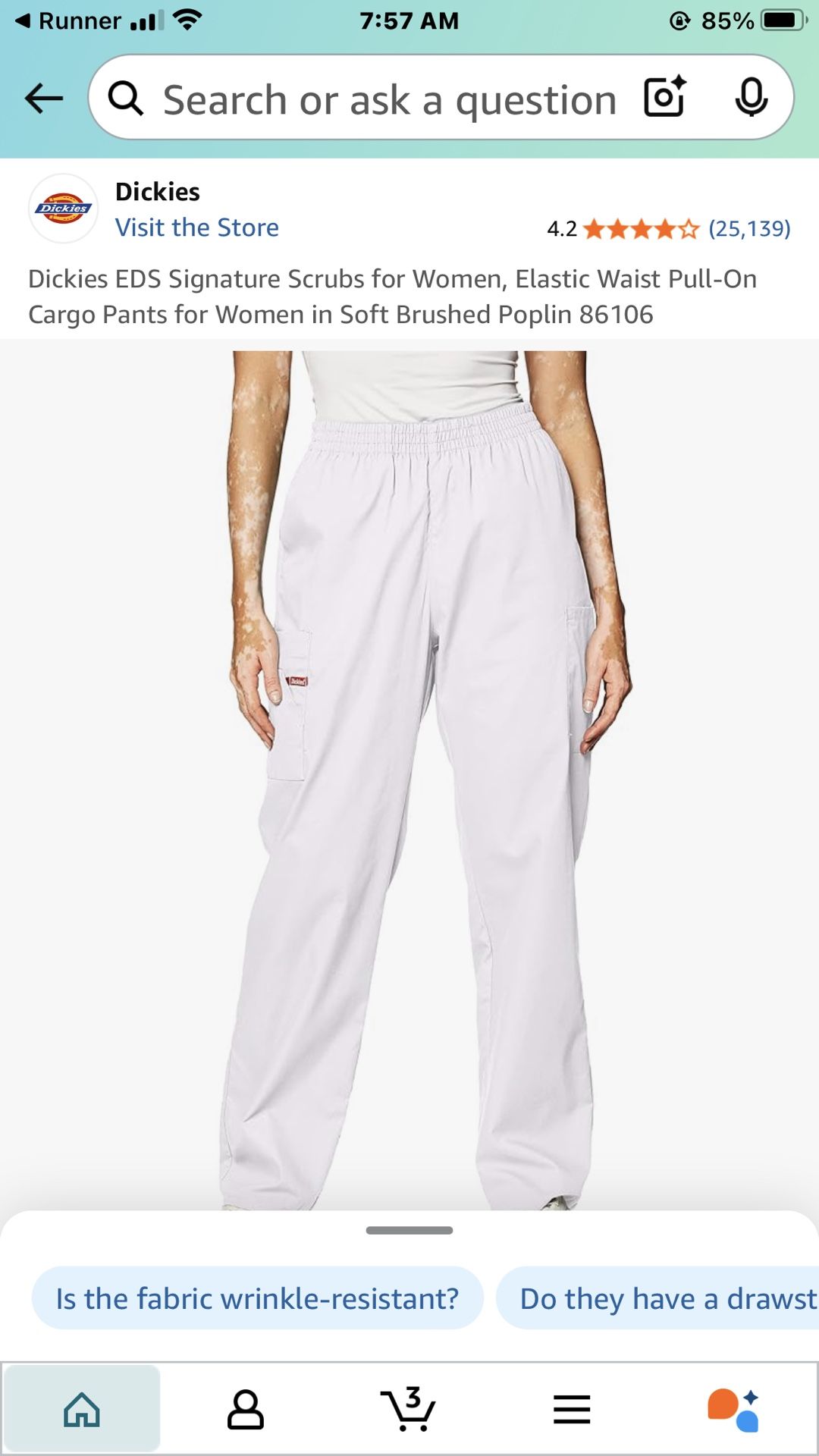White Dickies XL Scrub Pants-New