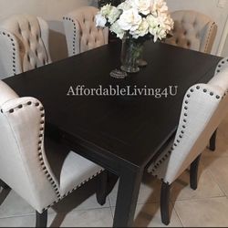 7 Pc Beige Dining Table Set Brand New In Box 