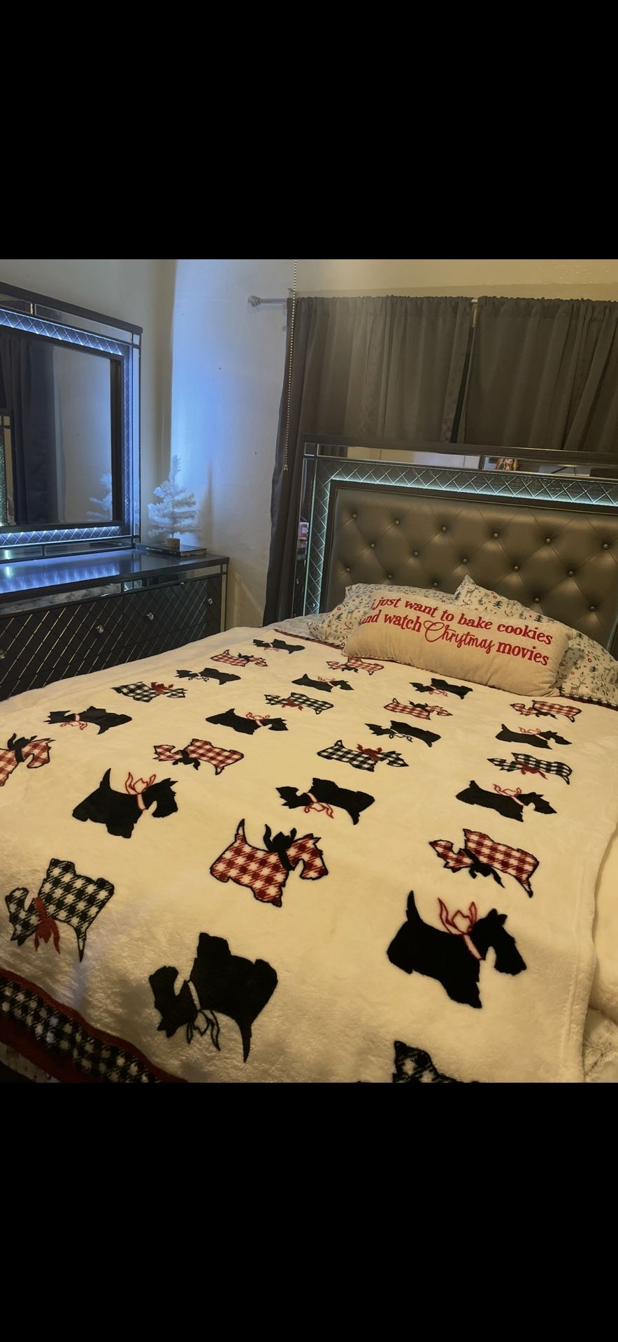 Silver 3 piece LED Queen bed set