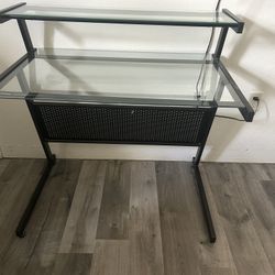 Two Floor Glass Desk, Glass Table 