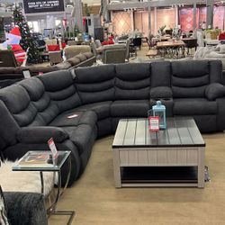 Partymate Slate Manual Reclining Sectional Living Room Set