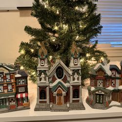 Ceramic Christmas Church Market Store Collectible Decorations