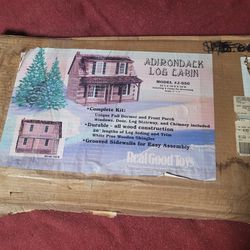 Adirondack Wooden Log Cabin Dollhouse Kit  - Open Box 