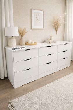 White 9 drawer dresser