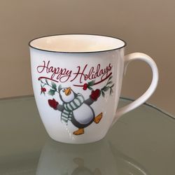 New Pfaltzgraff Winterberry Happy Holidays Christmas Penguin Large Mug