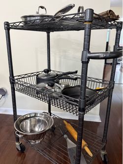 Heavy-Duty 3 Shelf Rolling Wire Storage Rack on Casters
