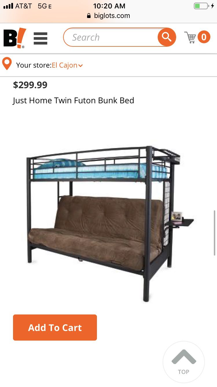 Bunk bed with futon