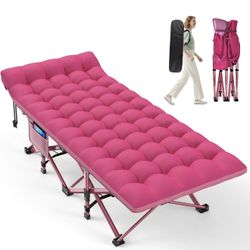 ZENPETIO Camping Cot for Adults - Heavy-Duty Cot Bed with Mattress, Portable Sleeping Cots for Outdoor Indoor, 1200D Oxford Folding Cots for Home Trav