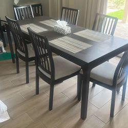 IKEA DINING TABLE AND 6 CHAIRS