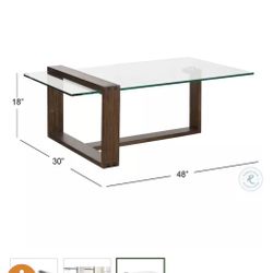 Glass And Acorn Finish Coffee Table