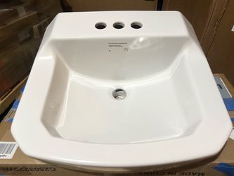 China Wall Mounted Bathroom Sink with Overflow and 3 Faucet Holes at 4" Centers White PROFLO PF5414 19-5/8" Rectangular Vitreous