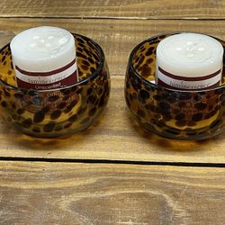 West Elm Tortoise Glass Candle Votives Set Of Two With Candle 