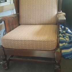 Large Vintage/Retro All Original Ethan Allen Pine Morris Side Chair 22" Wide Seat