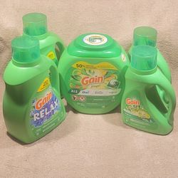 BRAND NEW GAIN FLINGS & LIQUID LAUNDRY DETERGENT SOAP * PODS PACS WASH CLEAN CLOTHES LINENS