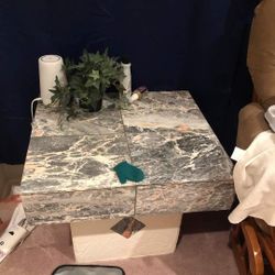 Marble End Tables And Large Matching Coffee Table 