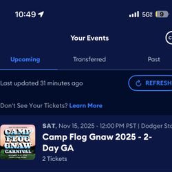 TWO Camp Flog Gnaw Tickets For Sale 