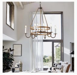 Bronze 9 Light Farmhouse Candle Chandelier