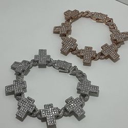 Bustdown Iced Out Cross Braclets 