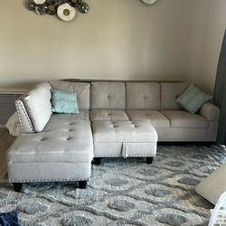 Alger 98" Wide Left Hand Facing Sofa & Chaise with Ottoman