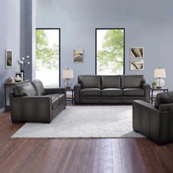 **Luca 3 Piece Top Grain Leather Sofa Set-New! Great Price! 