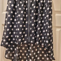 Girls XL Black White Polka Dot Skirt