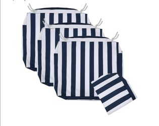 New Outdoor Cushion Covers 24 x 24 inch Waterproof Patio Furniture Chair Seat Cushion Slipcover with Zipper and Tie, Stripes Black and White
