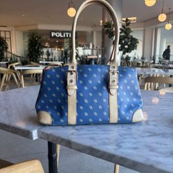 Dooney & Bourke DB Monogram Blue Coated Canvas 3-Piece Wallet Wristlet Set