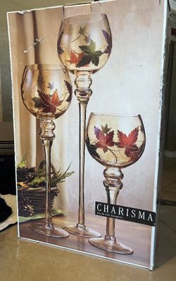 Glass hurricane candle holder sets